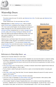 'Katydid' Wikipedia 'Watership Down' reference entry